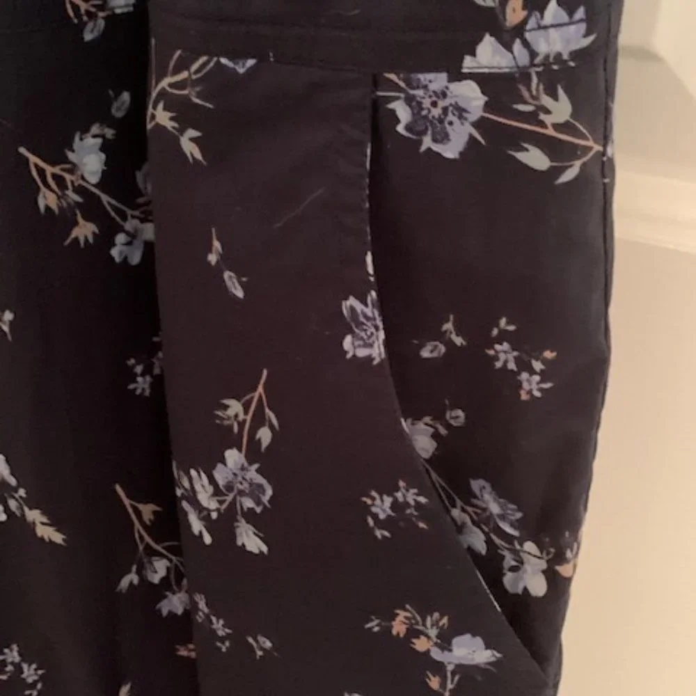 Rebecca Taylor Francine Floral Poplin Jumpsuit, Open Cape Back, Navy, Sz 6 - Picture 10 of 13